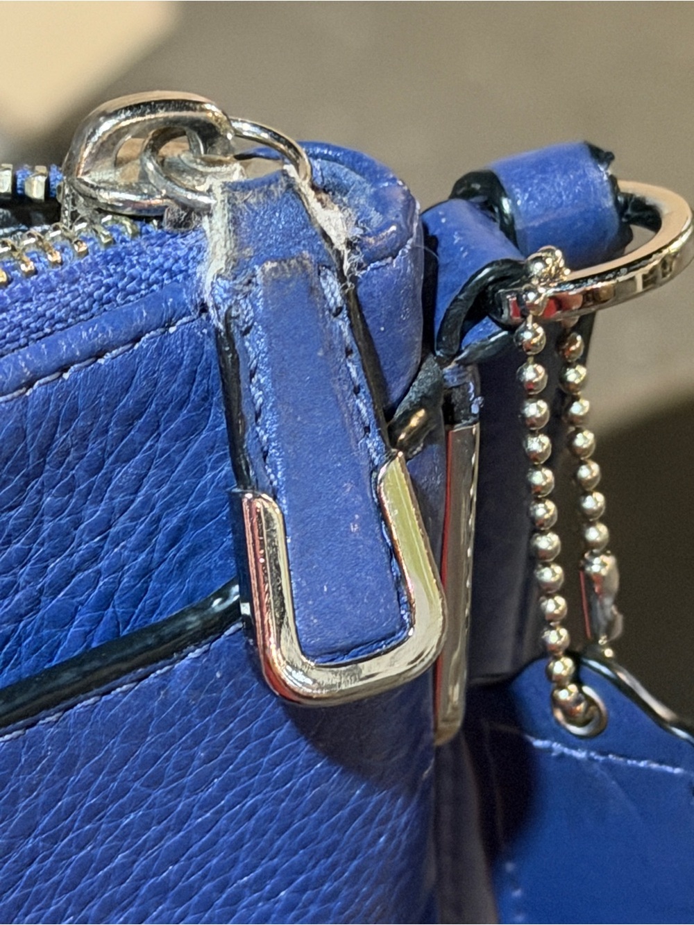 COACH Pebble Leather Crossbody in Royal Blue with Gold Hardware - Picture 10 of 11